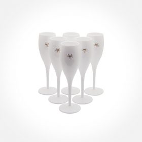 Vita champagneglas med Hydropoolemblem i guld - 6 stycken